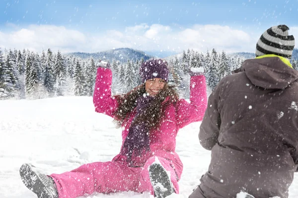 Sneeuwballengevecht. — Stockfoto