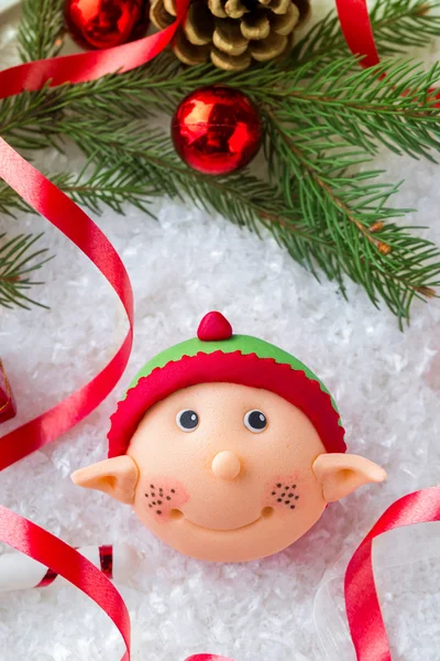 Christmas cupcake with Santa helper — Stock Photo, Image