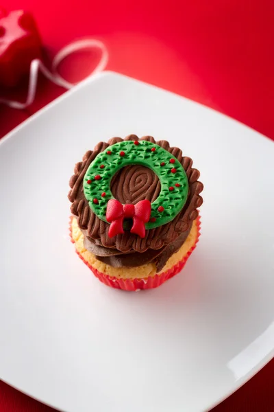 Cupcake di Natale con elemento decorativo tradizionale — Foto Stock