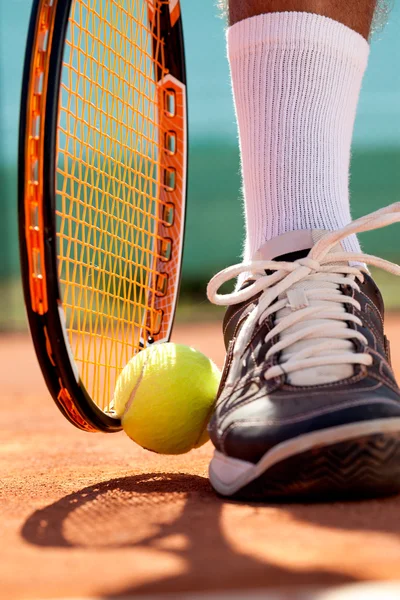 Detail of a tennis player leg — Stock Photo, Image