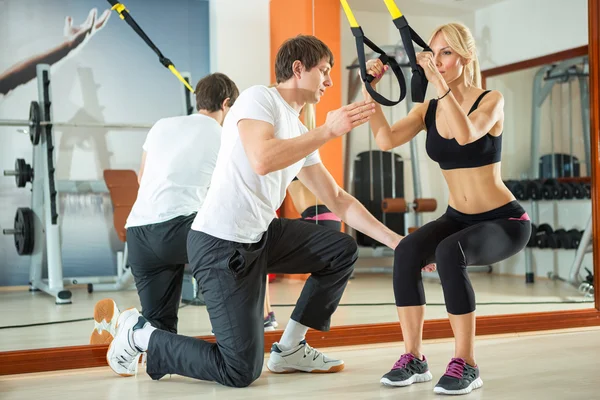 Workout with fitness straps Stock Image