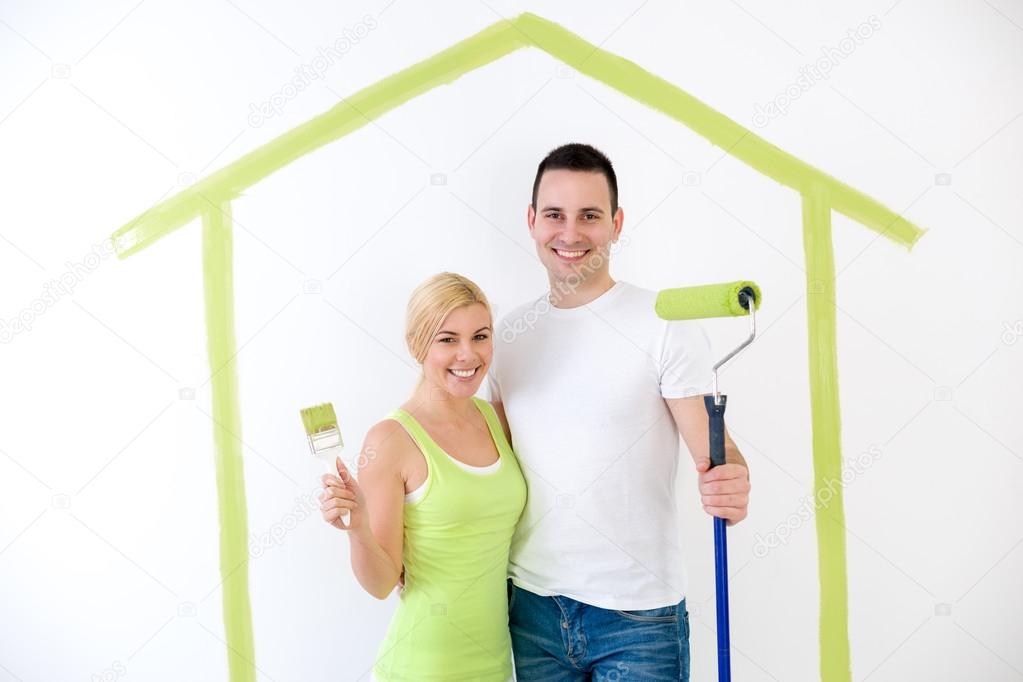 Couple ready to painting their home 