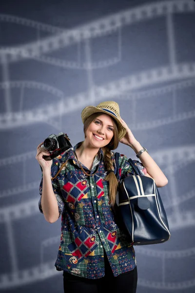 Jovem fotógrafo feliz — Fotografia de Stock