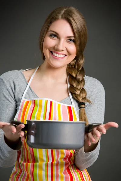 Portrait of cheerful housewife — Stock Photo, Image