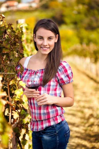 Woman with glass of wine — Stock Photo, Image