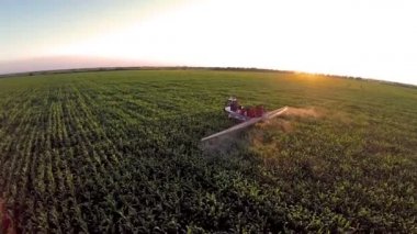 Hava: gün batımı Mısır alan sulama makinesi üzerinde uçuş