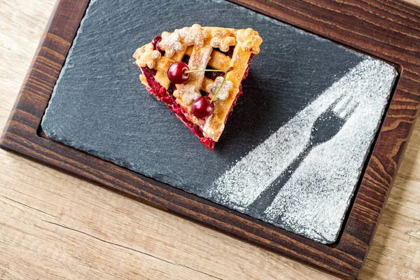 Homemade Slice Cherry Pie Top Vie — Photo