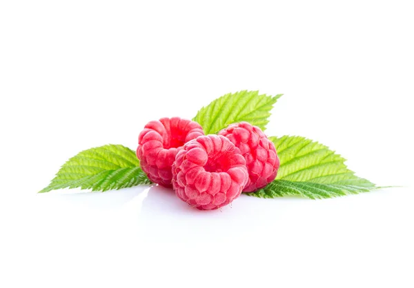 Close Juicy Red Raspberry Isolated Whit — Foto de Stock