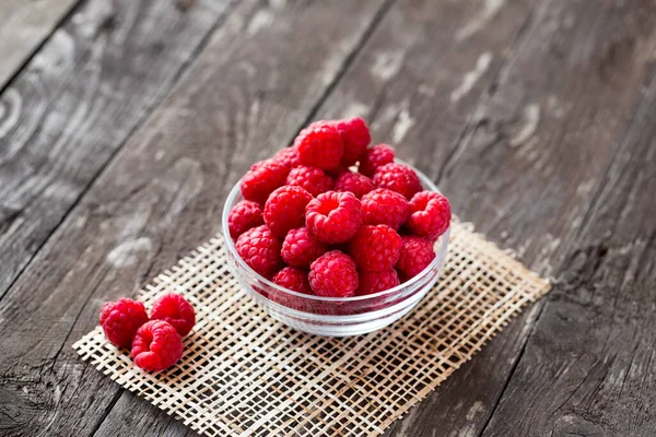 Fresh Raspberry Bowl Wooden Backgroun Stock Image