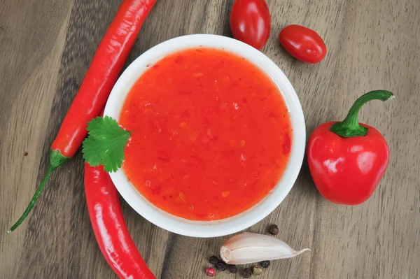 Red hot chilli sauce — Stock Photo, Image