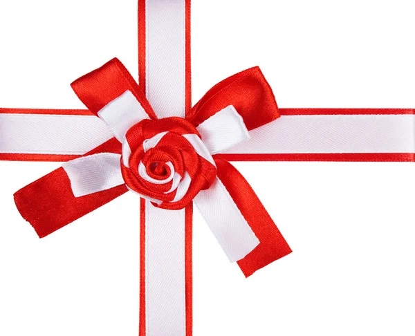 Red and white ribbon bow — Stock Photo, Image