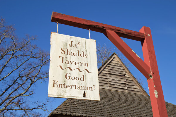 Sign advertizing Shields Tavern in Colonial Williamsburg, Virgin