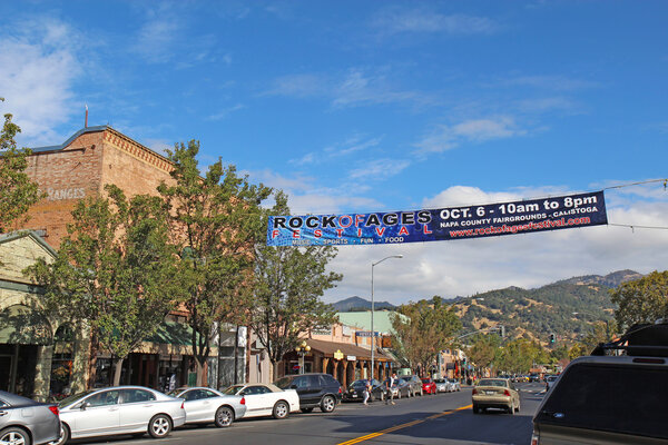 Banner advertizing the Rock of Ages Festival on Lincoln Street (
