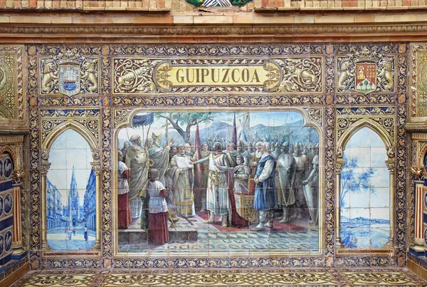 瓷砖壁画在塞维利亚，西班牙广场 — 图库照片