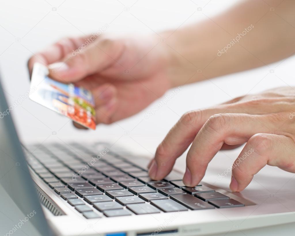 Pay the money and purchase goods via internet use credit card