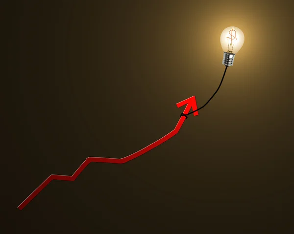 Büyüme kırmızı asılı içinde para sembol ile parlayan lamba balon — Stok fotoğraf