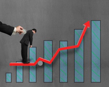 deliğe geri ok büyüyen ile işadamı'nın üzerinde para Ekle