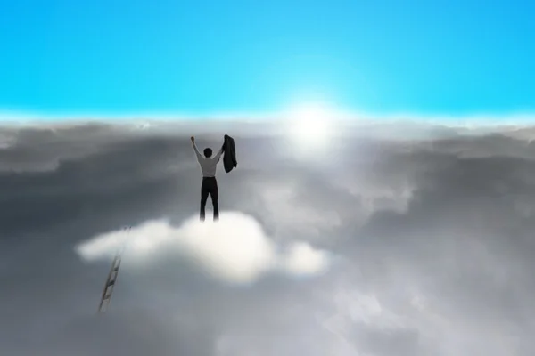Επιχειρηματίας που στέκεται πάνω σε σύννεφο από ήλιο — Φωτογραφία Αρχείου