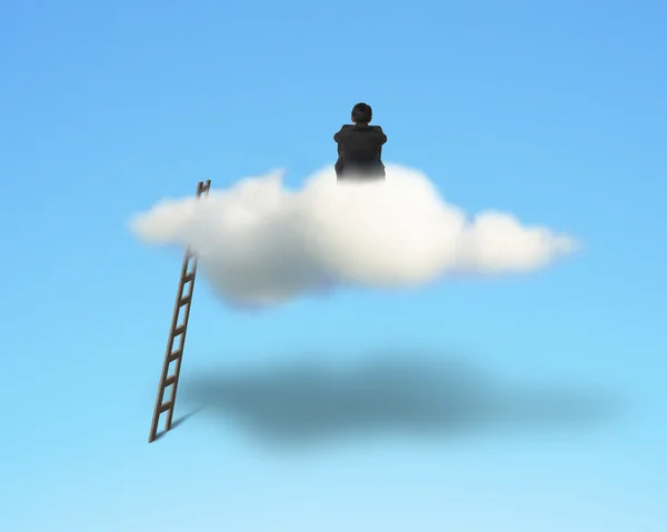 Geschäftsmann sitzt auf Wolke sieben — Stockfoto