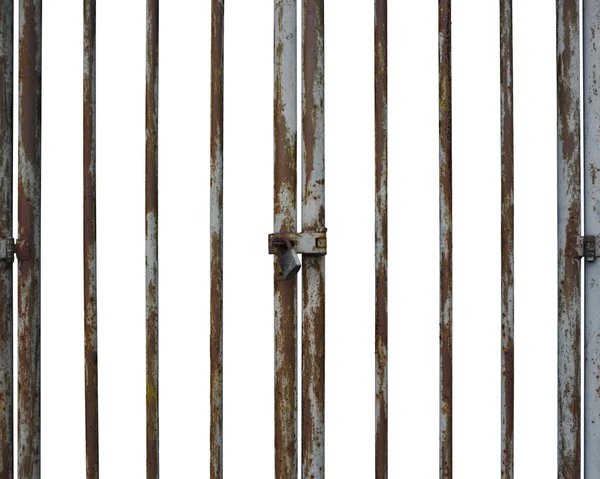 Rusty locked door in white background — Stock Photo, Image