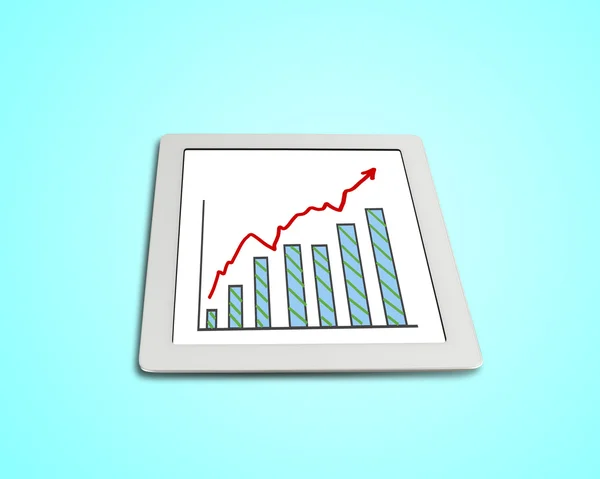 Crecimiento flecha roja y gráfico en la tableta — Foto de Stock