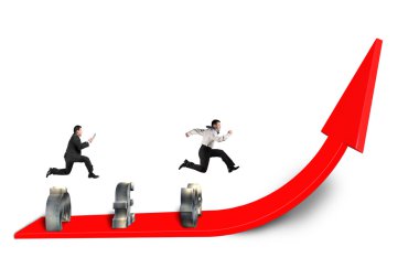 rekabet ve para semboller atlama işadamları