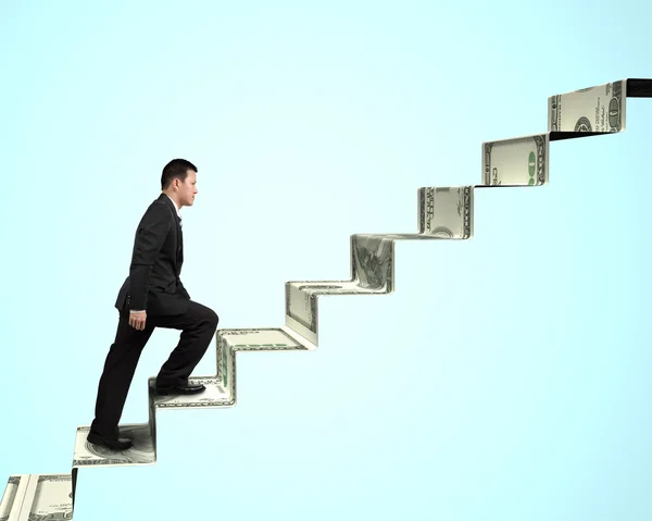 Walking on money stairs — Stock Photo, Image