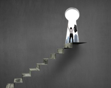 anahtar deliği para merdivenlerin tepesinde tezahürat