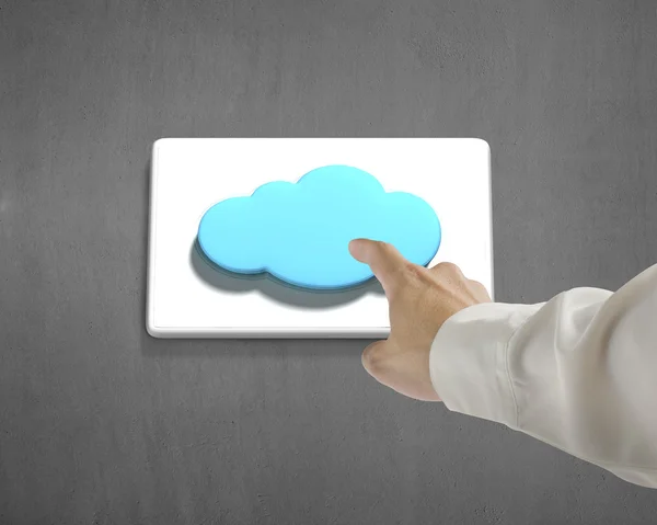 Pushing cloud shape button — Stock Photo, Image