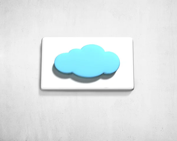 Botón de forma de nube en pared blanca — Foto de Stock