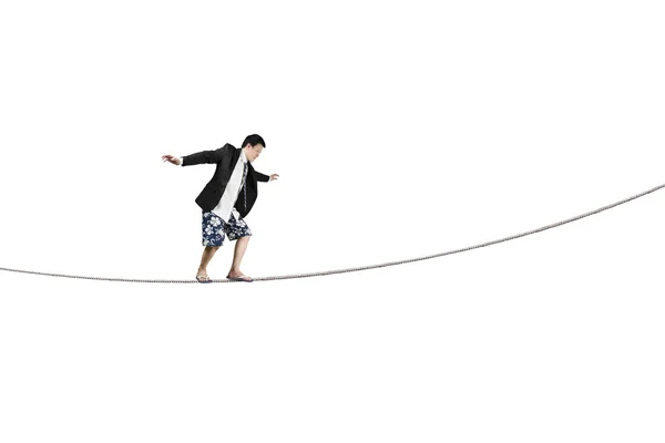 Balancing on rope — Stock Photo, Image