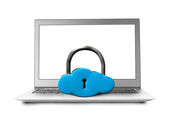 Cloud shape lock with notebook — Stock Photo, Image