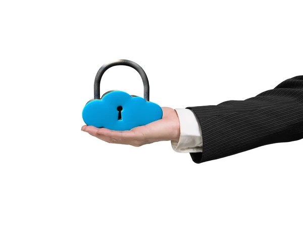 Hand holding cloud shape lock — Stock Photo, Image