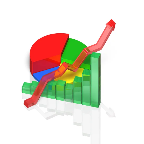 3D-diagram på vitt glasbord — Stockfoto