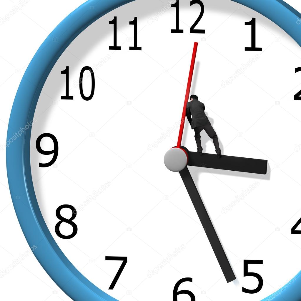 Pushing clock hand Stock Photo by ©bruesw 43618491