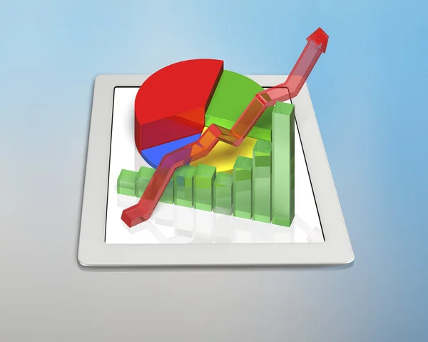 3D chart on tablet — Stock Photo, Image