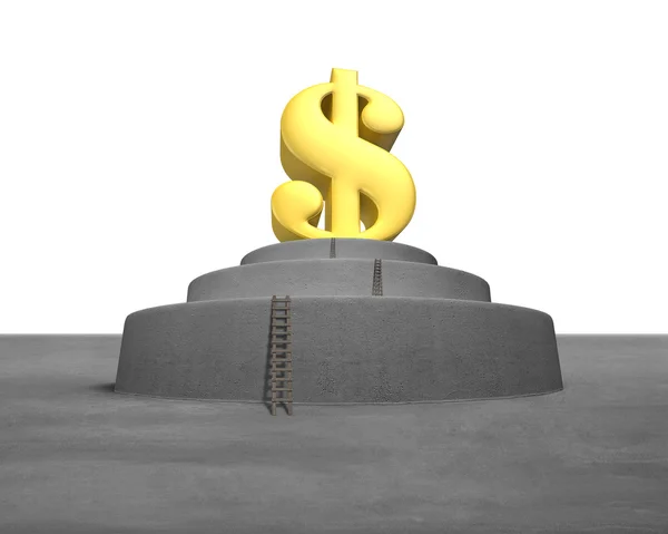 Large money symbol on concrete podium — Stock Photo, Image