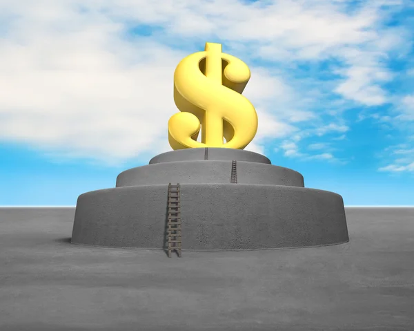 Money symbol on top of concrete structure — Stock Photo, Image