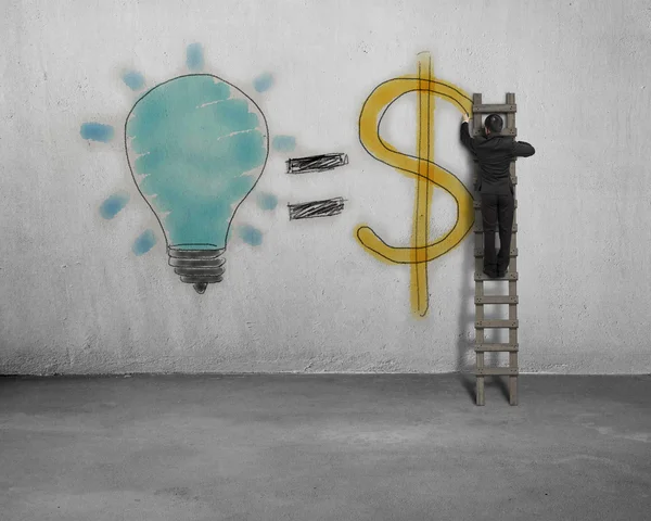 Drawing idea is money concept on wall — Stock Photo, Image