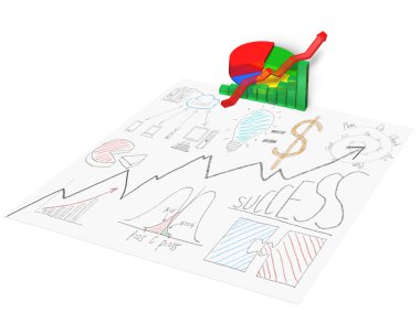 kağıt üzerinde iş karalamalar ile 3D grafik