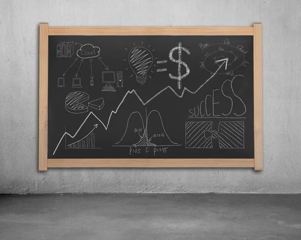 Business concept doodles on blackboard — Stock Photo, Image