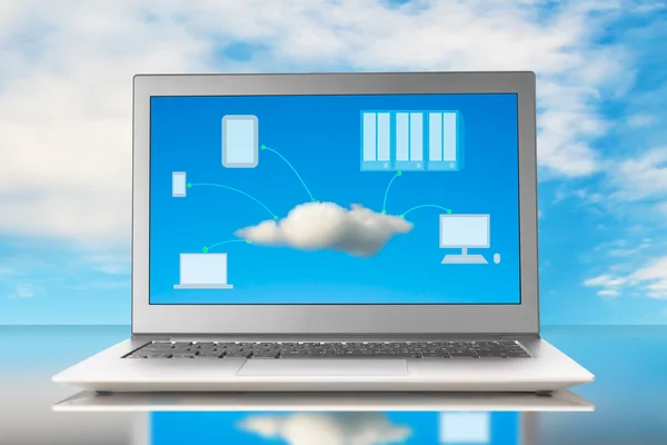 Cloud Computing Bild auf dem Bildschirm — Stockfoto