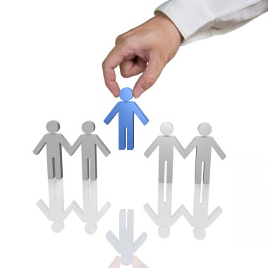 el koyarak mavi 3d insan zinciri