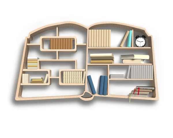 Bookshelf in book shape — Stock Photo, Image