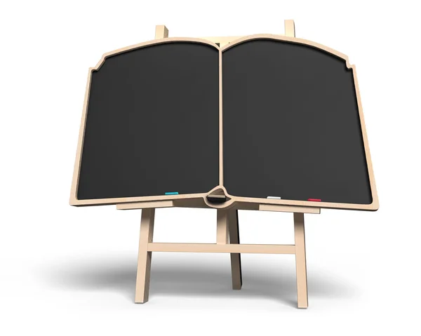 Blank book shape blackboard on easel — Stock Photo, Image
