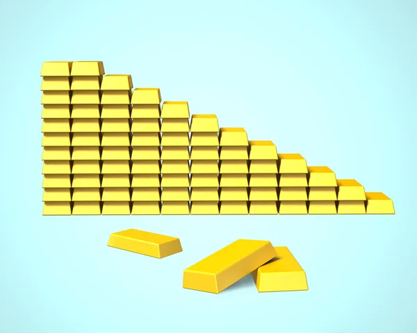 Altın külçelerini merdiven şeklinde yığılmış — Stok fotoğraf