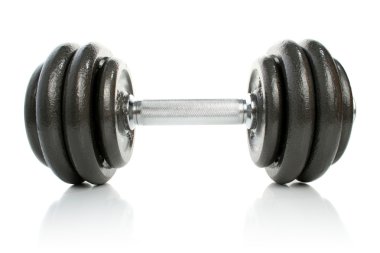 demir dumbell üzerinde beyaz izole