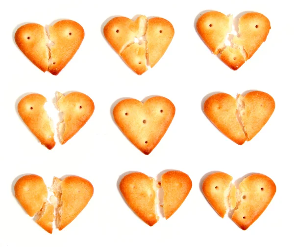 Zoute koekjes in de vorm van de gebroken harten 3 — Stockfoto