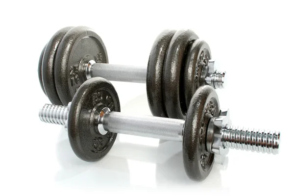 Iron dumbbells set solated on white 7 — Stock Photo, Image