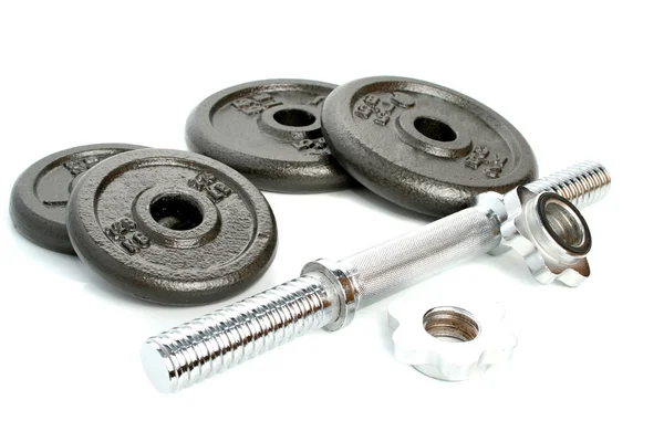 Dumbbells set on white — Stock Photo, Image